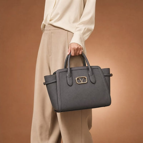 19V69 Italia Structured Winged Tote – Grey