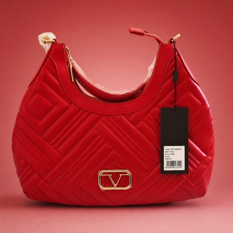 19V69 Italia Quilted Hobo/Shoulder Bag – Red