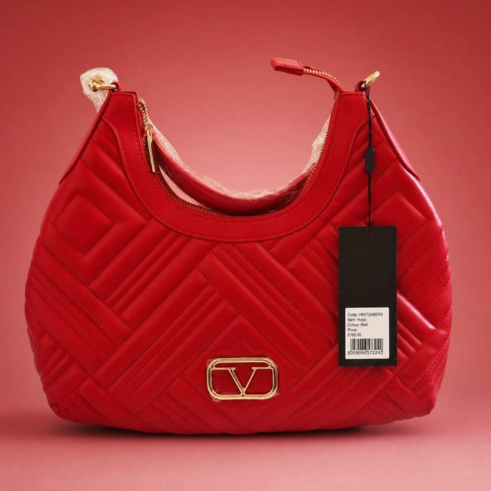19V69 Italia Quilted Hobo/Shoulder Bag – Red