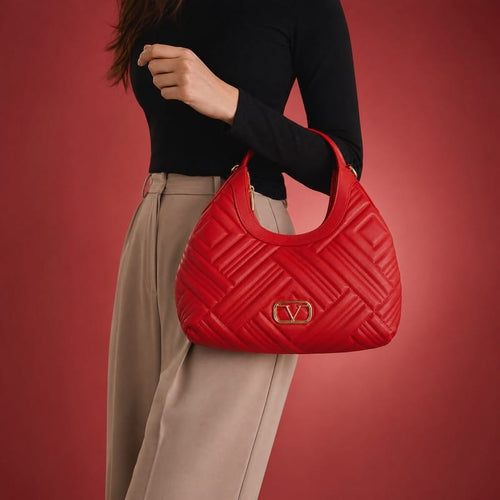 19V69 Italia Quilted Hobo/Shoulder Bag – Red