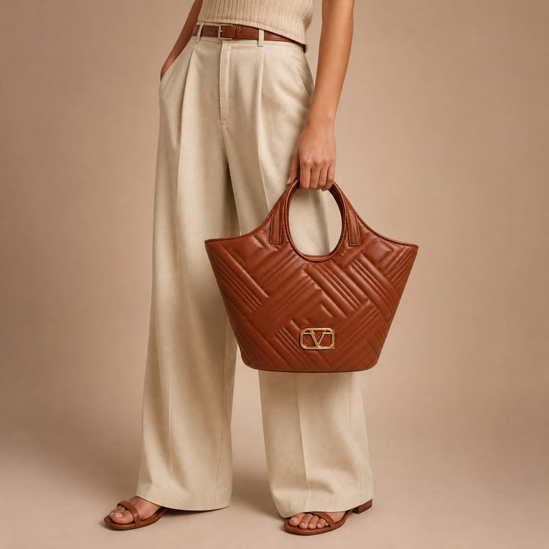 19V69 Italia Quilted Slouchy Hobo/Tote – Brown