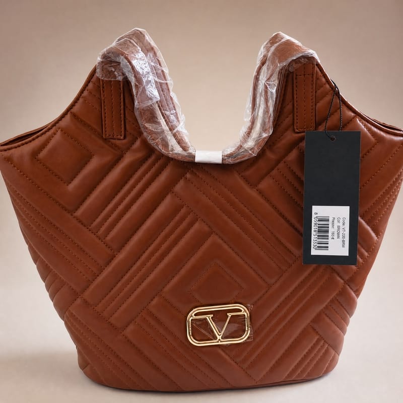 19V69 Italia Quilted Slouchy Hobo/Tote – Brown
