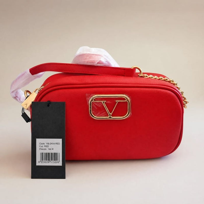 19V69 Italia Chain-Strap Camera/Crossbody Bag – Red