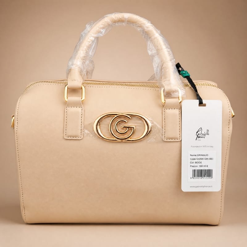 Gabriella Firenze Grimaud Barrel/Bowler Bag – Beige