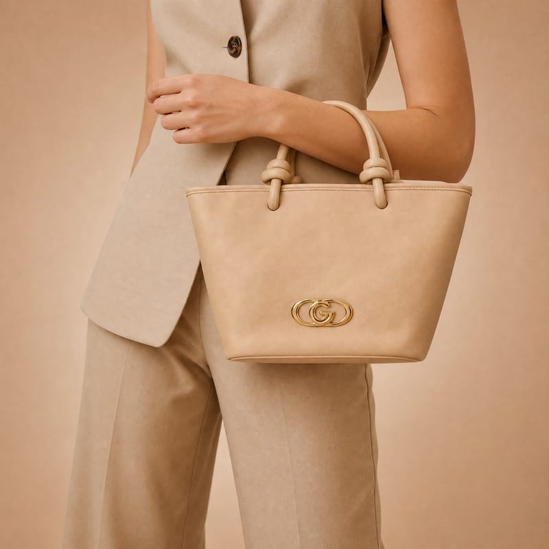 Gabriella Firenze Caterina Knotted-Handle Tote – Beige