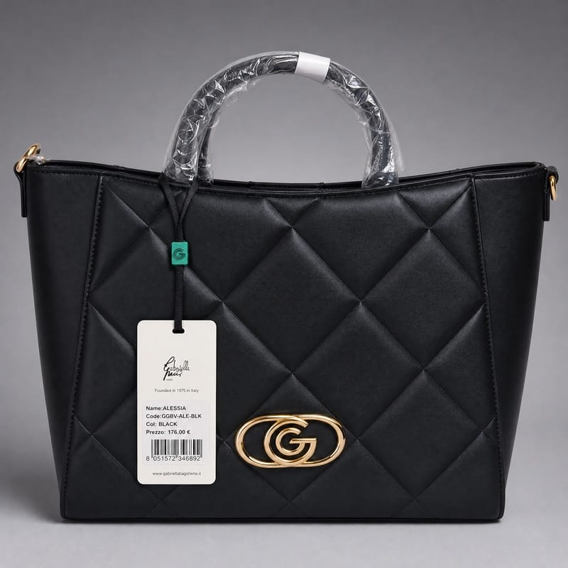Gabriella Firenze Alessia Quilted Structured Tote – Black