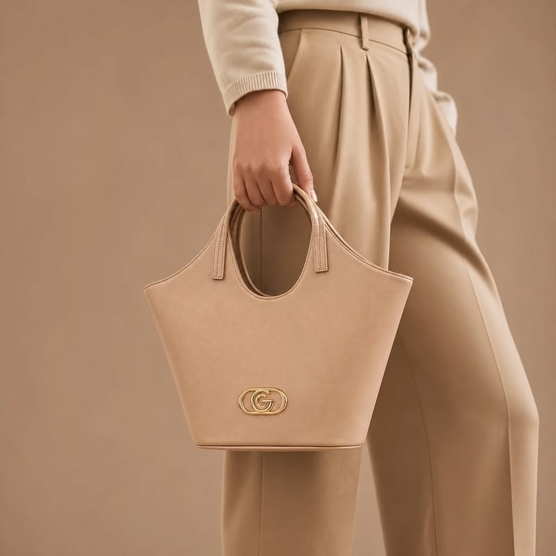 Gabriella Firenze Biarriz Curved-Side Bucket Tote – Camel