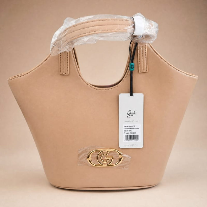 Gabriella Firenze Biarriz Curved-Side Bucket Tote – Camel