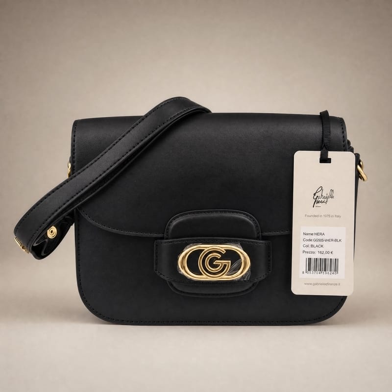 Gabriella Firenze Hera Flap Shoulder/Crossbody Bag – Black