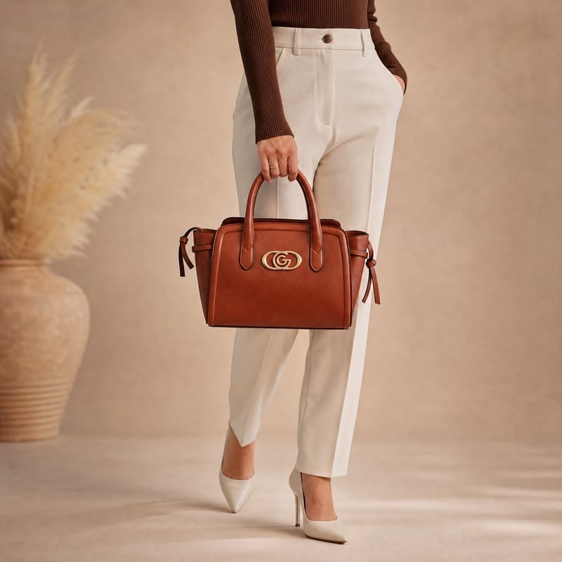 Gabriella Firenze Naxos Structured Winged Tote – Tan
