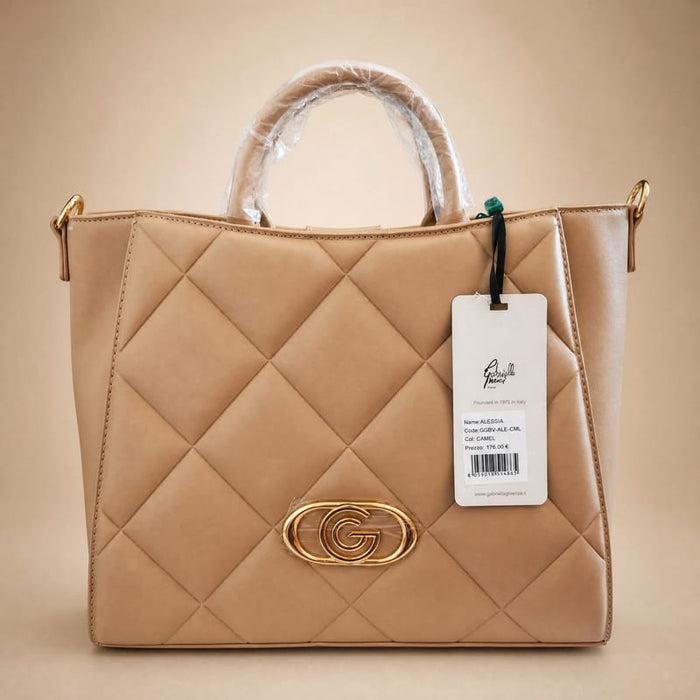 Gabriella Firenze Alessia Quilted Structured Tote – Camel