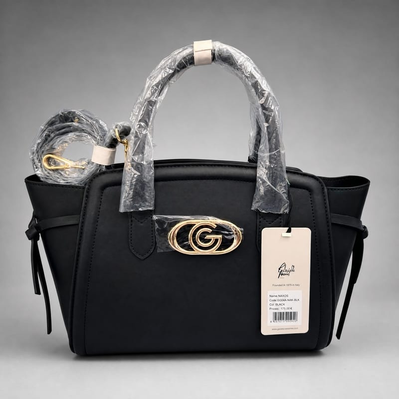 Gabriella Firenze Naxos Structured Winged Tote – Black