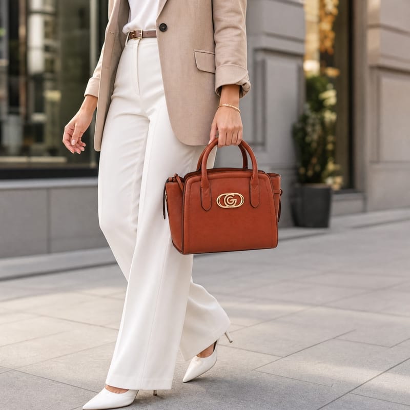 Gabriella Firenze Naxos Structured Winged Tote – Tan