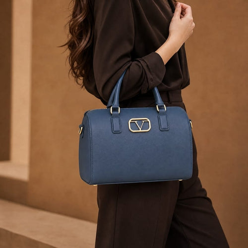 19V69 Italia Barrel/Bowler Bag – Blue