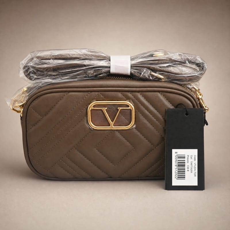 19V69 Italia Quilted Camera/Crossbody Bag – Taupe