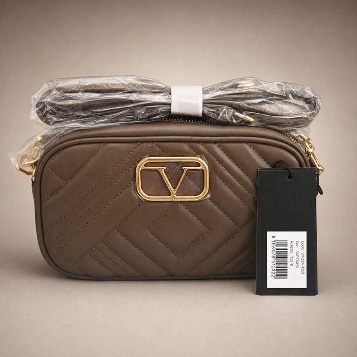 19V69 Italia Quilted Camera/Crossbody Bag – Taupe