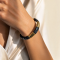 Black Marble Tube Bracelet – worn