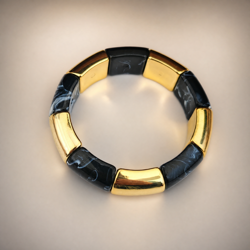 Black Marble Tube Bracelet – detail