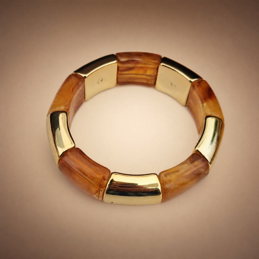 Amber Marble Tube Bracelet – worn
