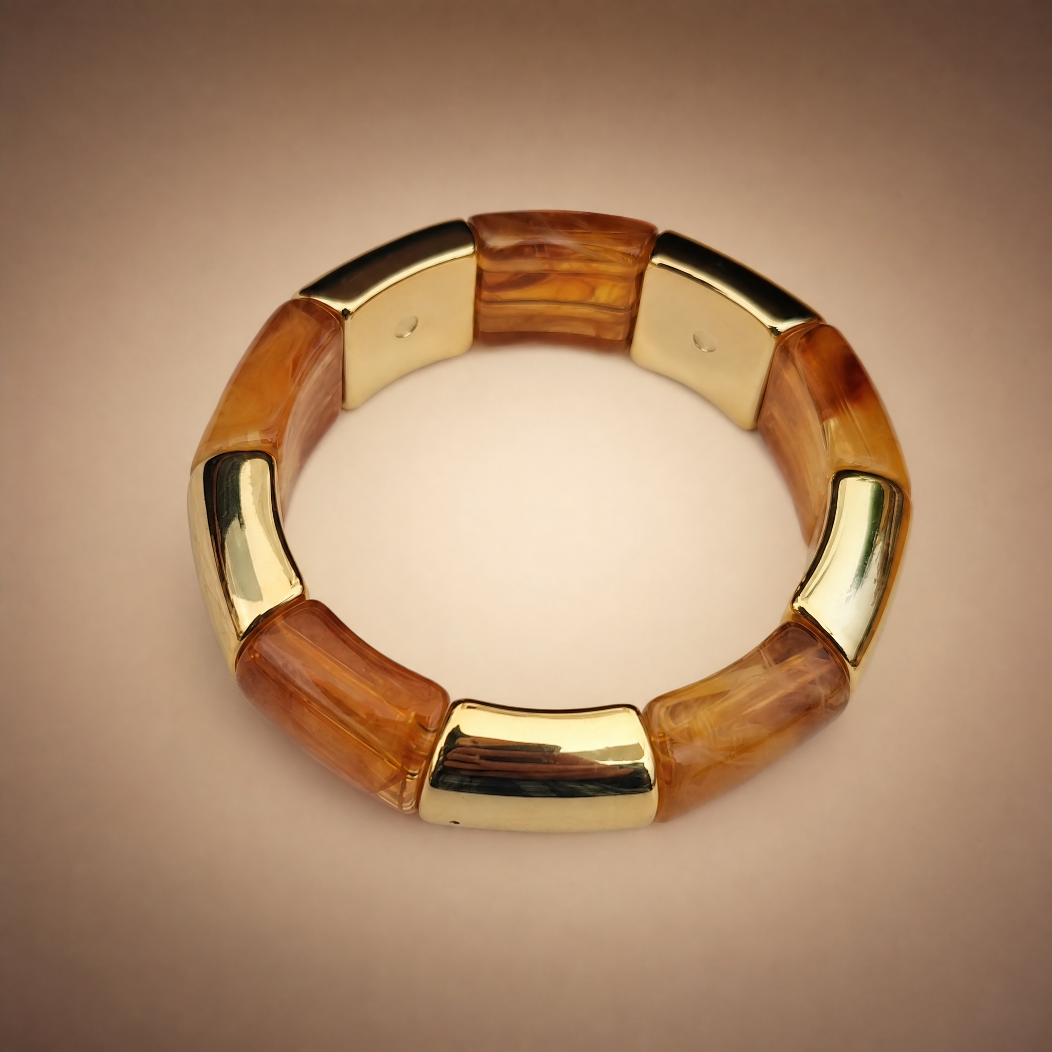 Amber Marble Tube Bracelet – worn