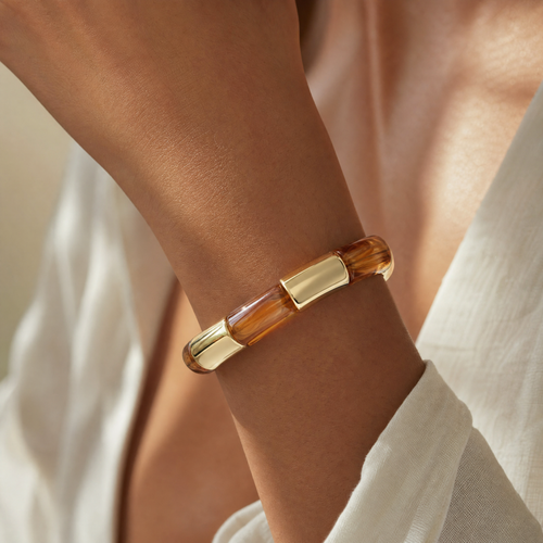 Amber Marble Tube Bracelet – detail