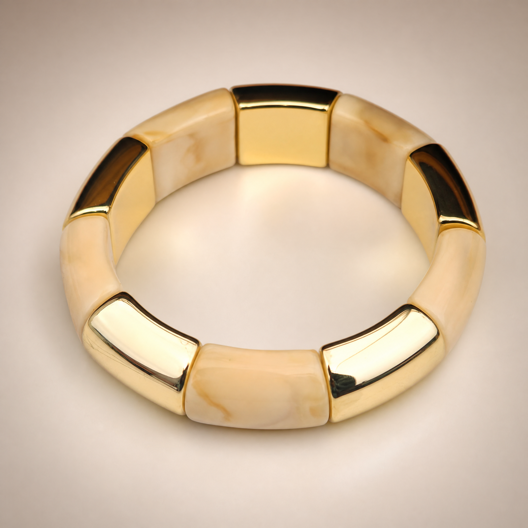Cream Marble Tube Bracelet – worn