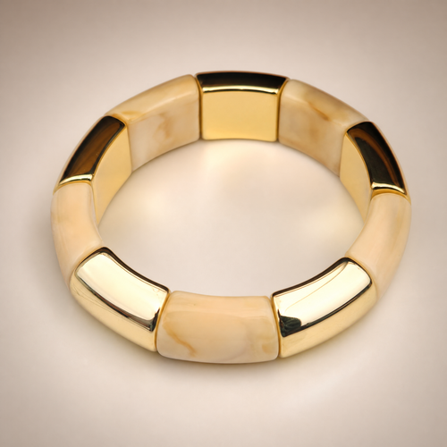 Cream Marble Tube Bracelet – worn