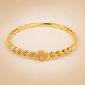 Gold Floral Crystal Bangle – worn