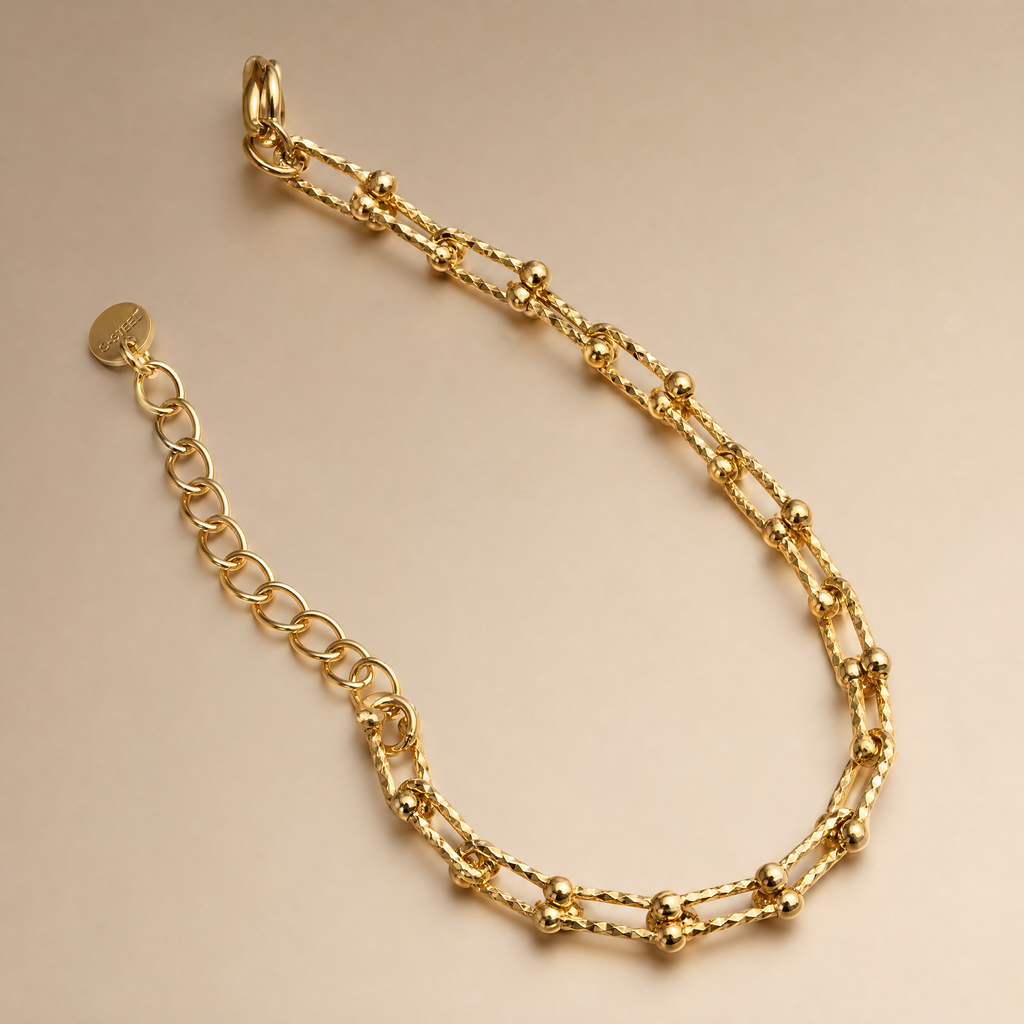 Gold Beaded Double-Strand Bracelet – worn