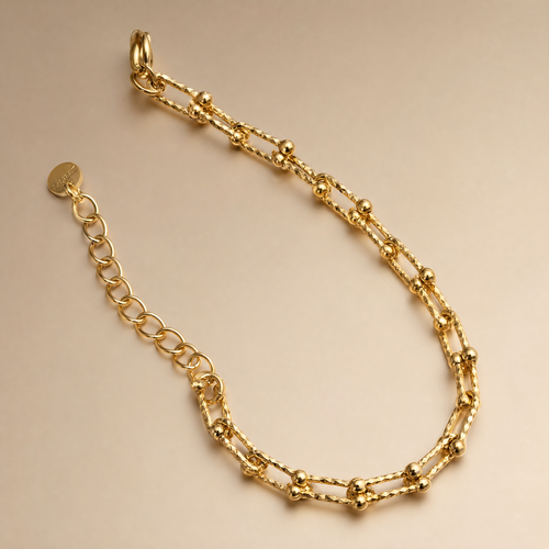 Gold Beaded Double-Strand Bracelet – worn