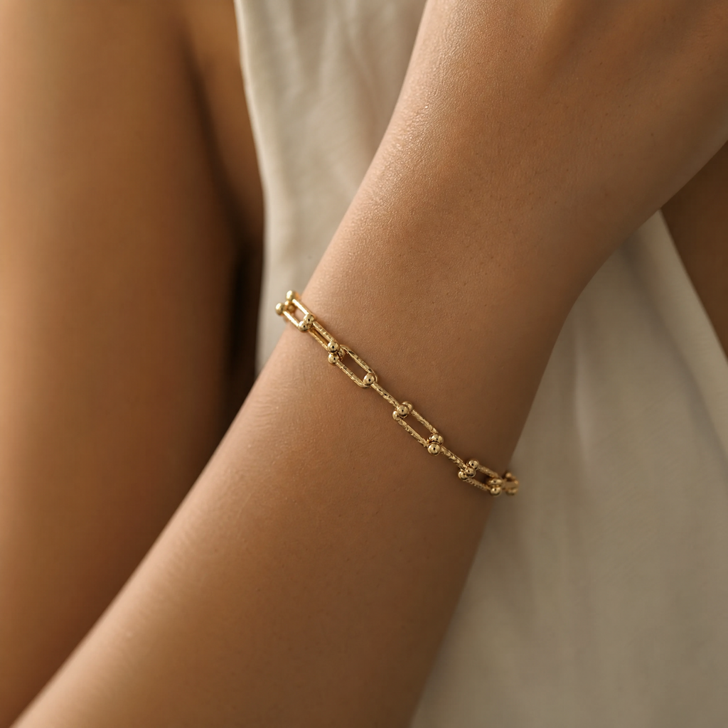 Gold Beaded Double-Strand Bracelet – detail