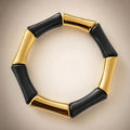 Grey-marble & gold chunky bamboo-tube stretch bracelet