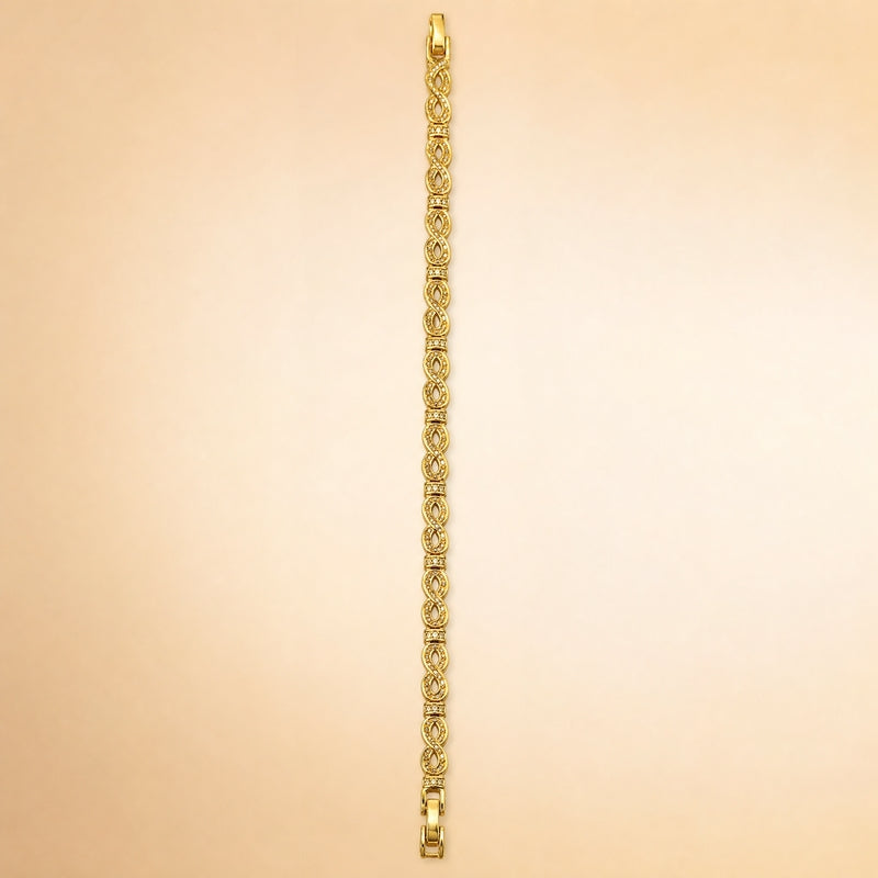 Gold CZ pavé infinity-link bracelet
