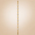 Gold bracelet, round CZ solitaires & pavé oval links