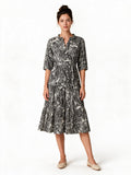 Black and white paisley print tiered dress
