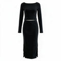 Ribbed Knit Two-Piece Set – Black