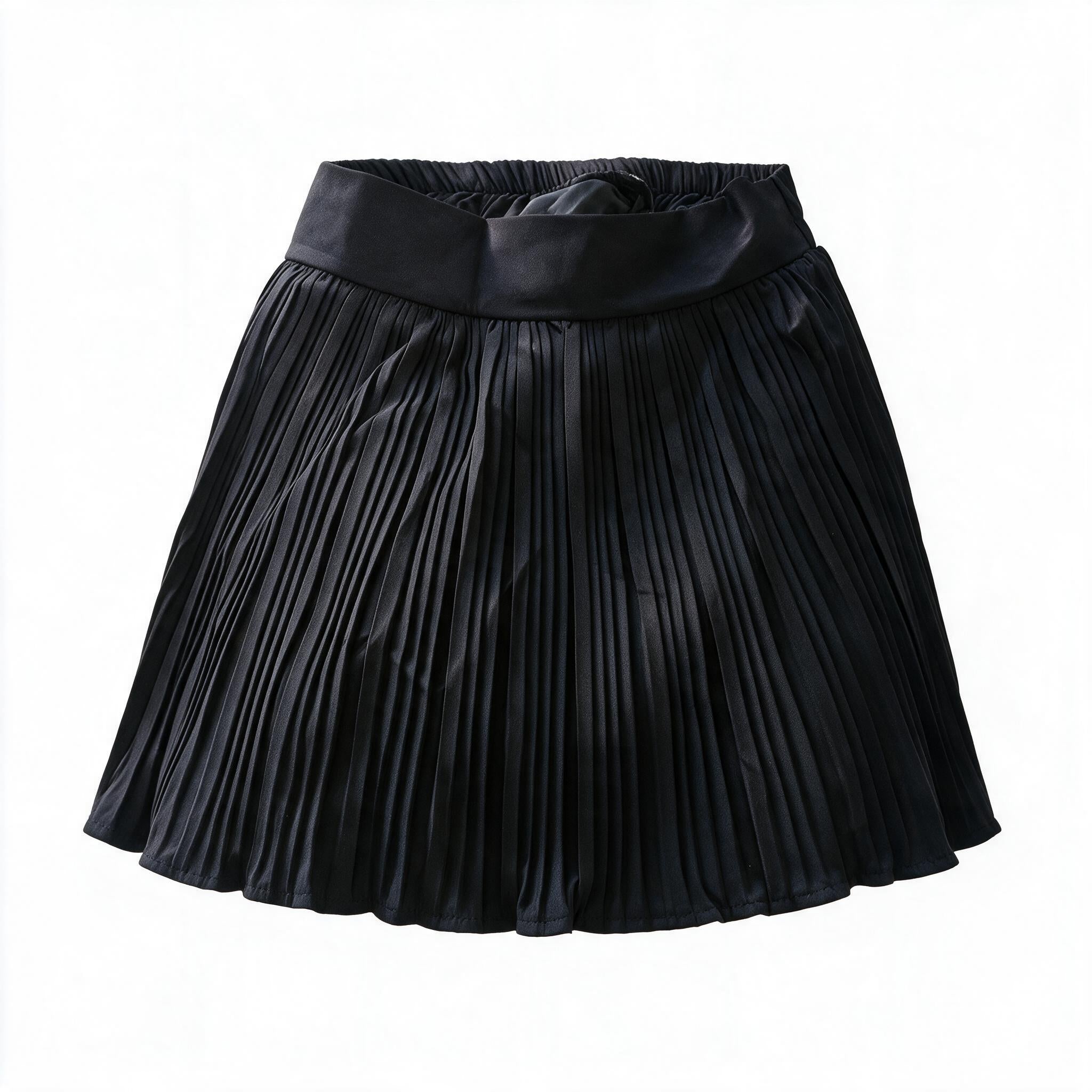 Pleated A-Line Mini Skirt – Black
