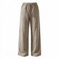 Striped Wide-Leg Trousers – Beige