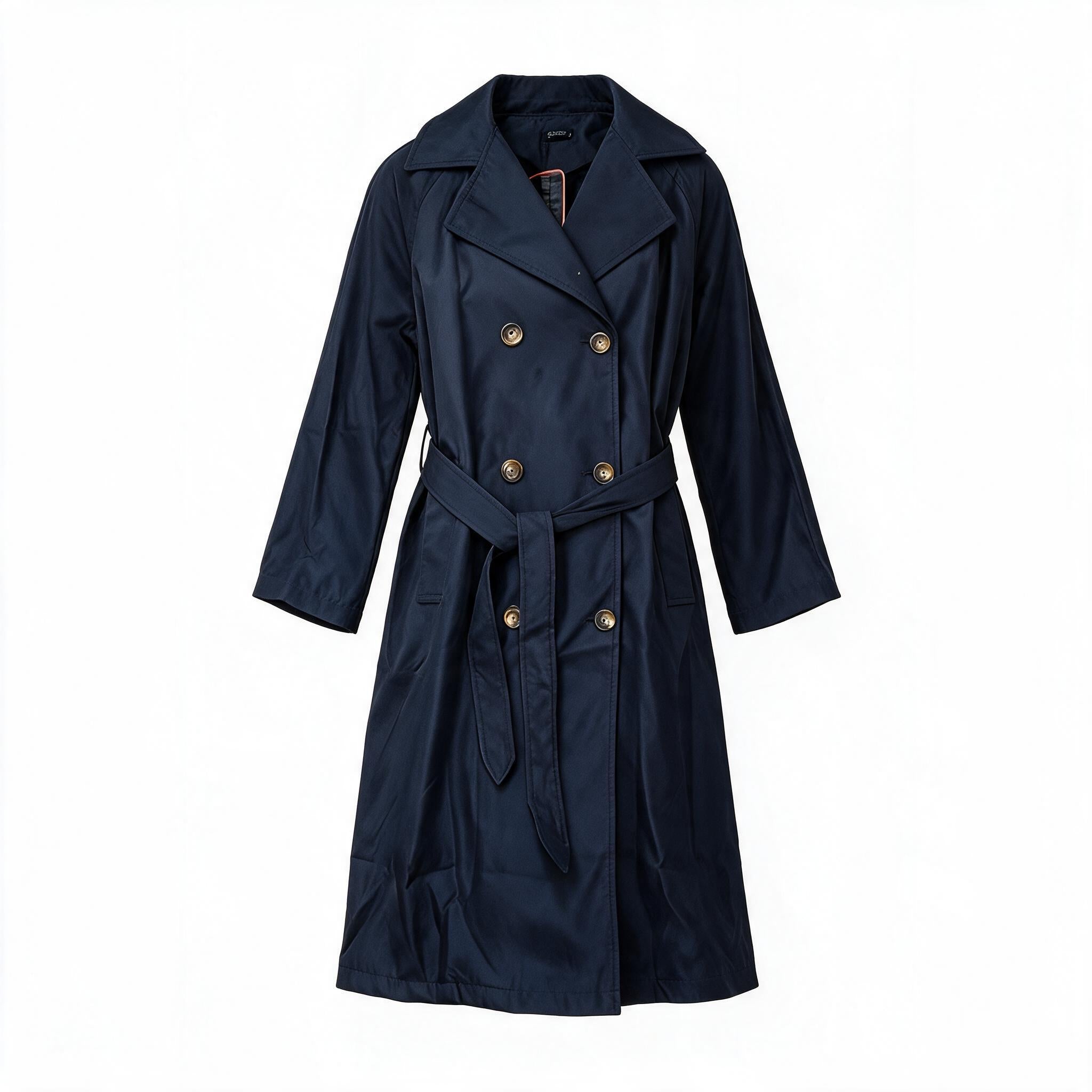 Navy belted trench coat