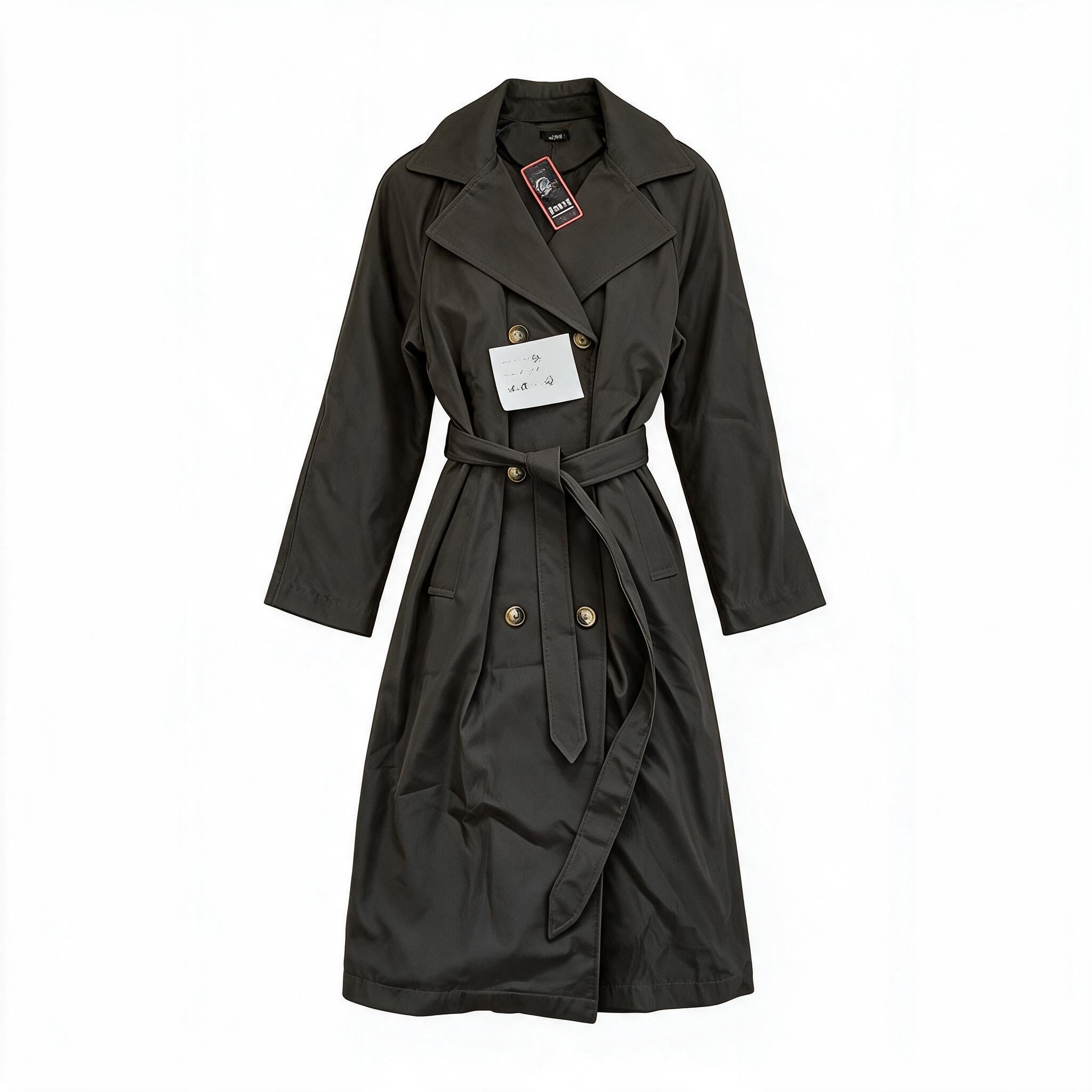 Khaki belted trench coat
