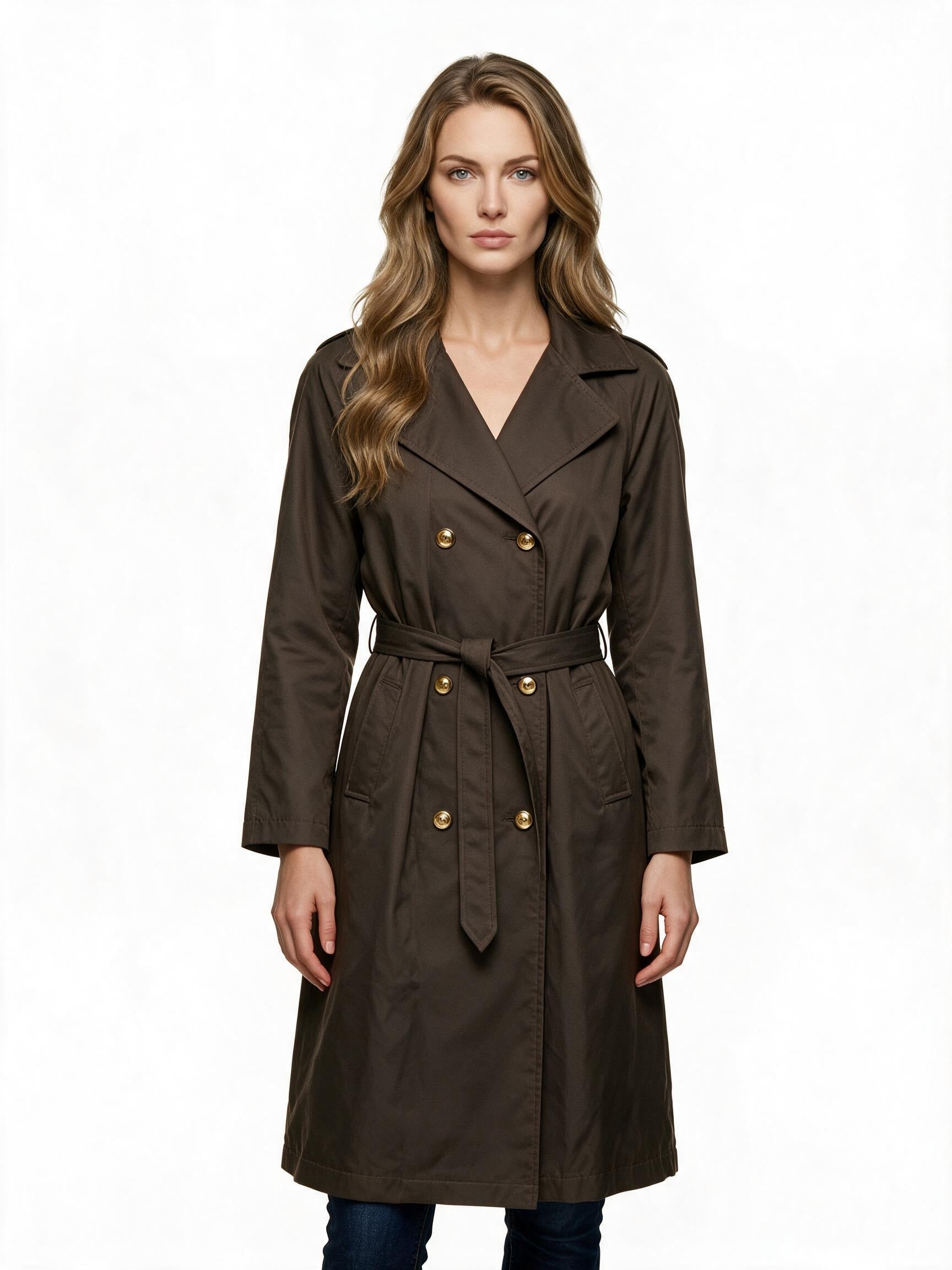Khaki belted trench coat