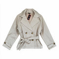 Cream short belted trench jacket