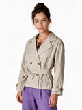 Cream short belted trench jacket