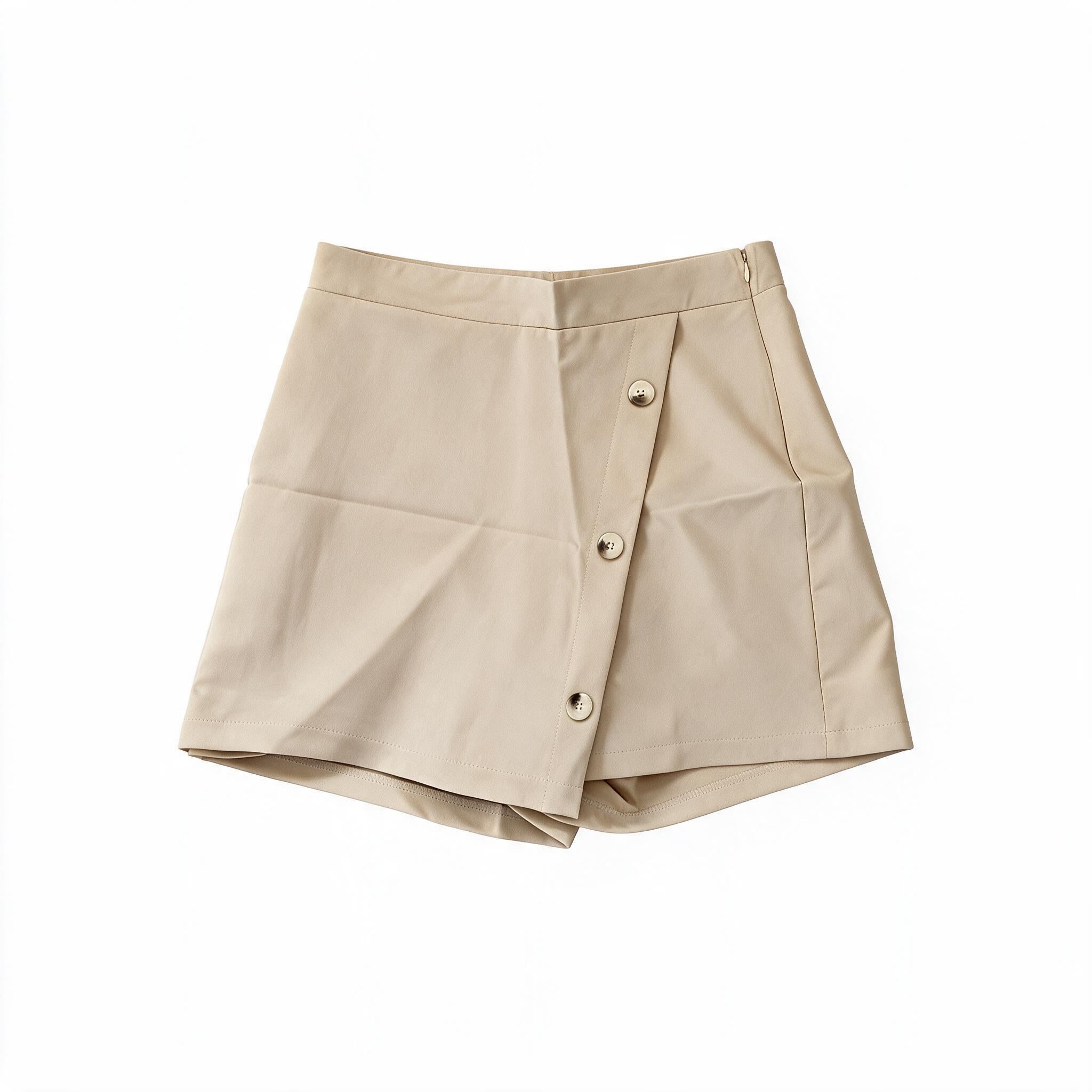 Beige button skort