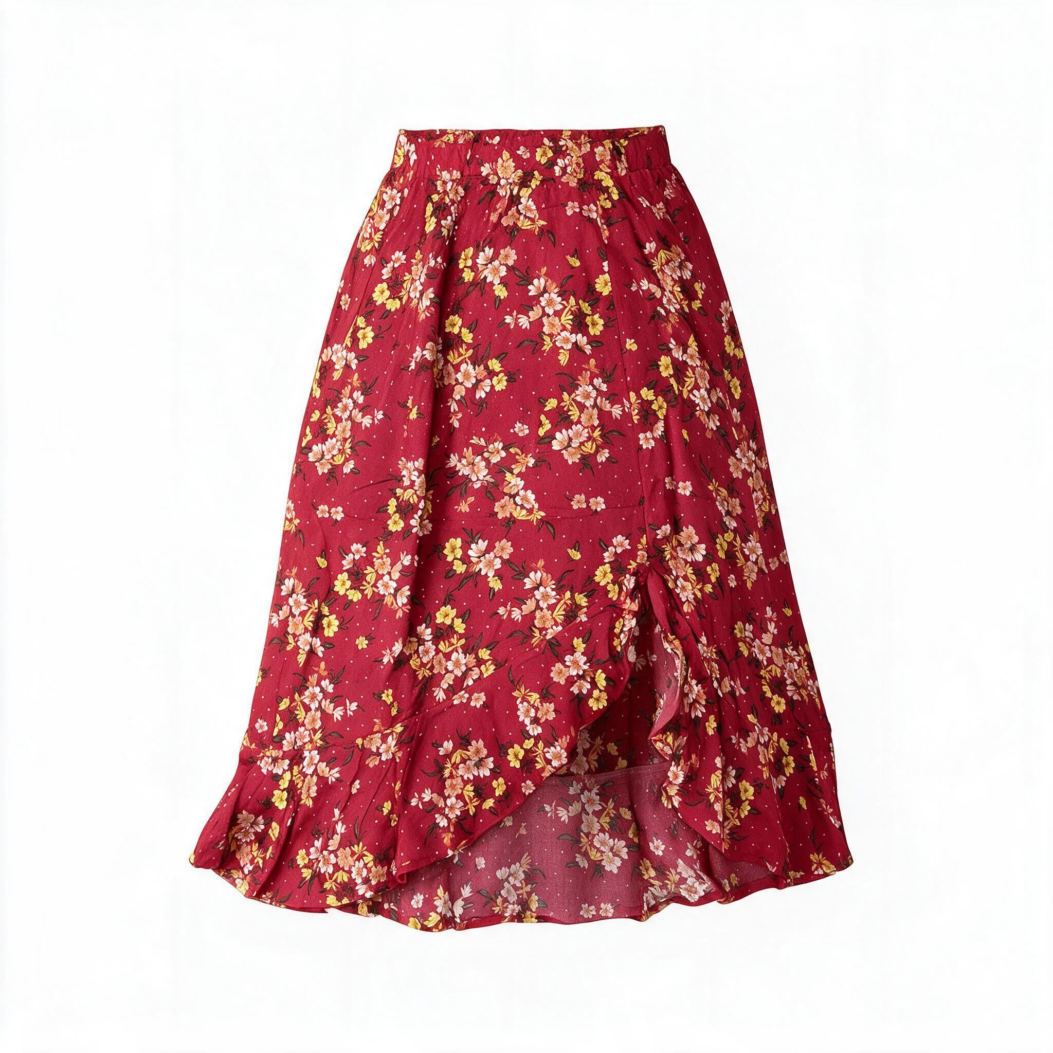 Red floral skirt