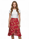 Red floral skirt