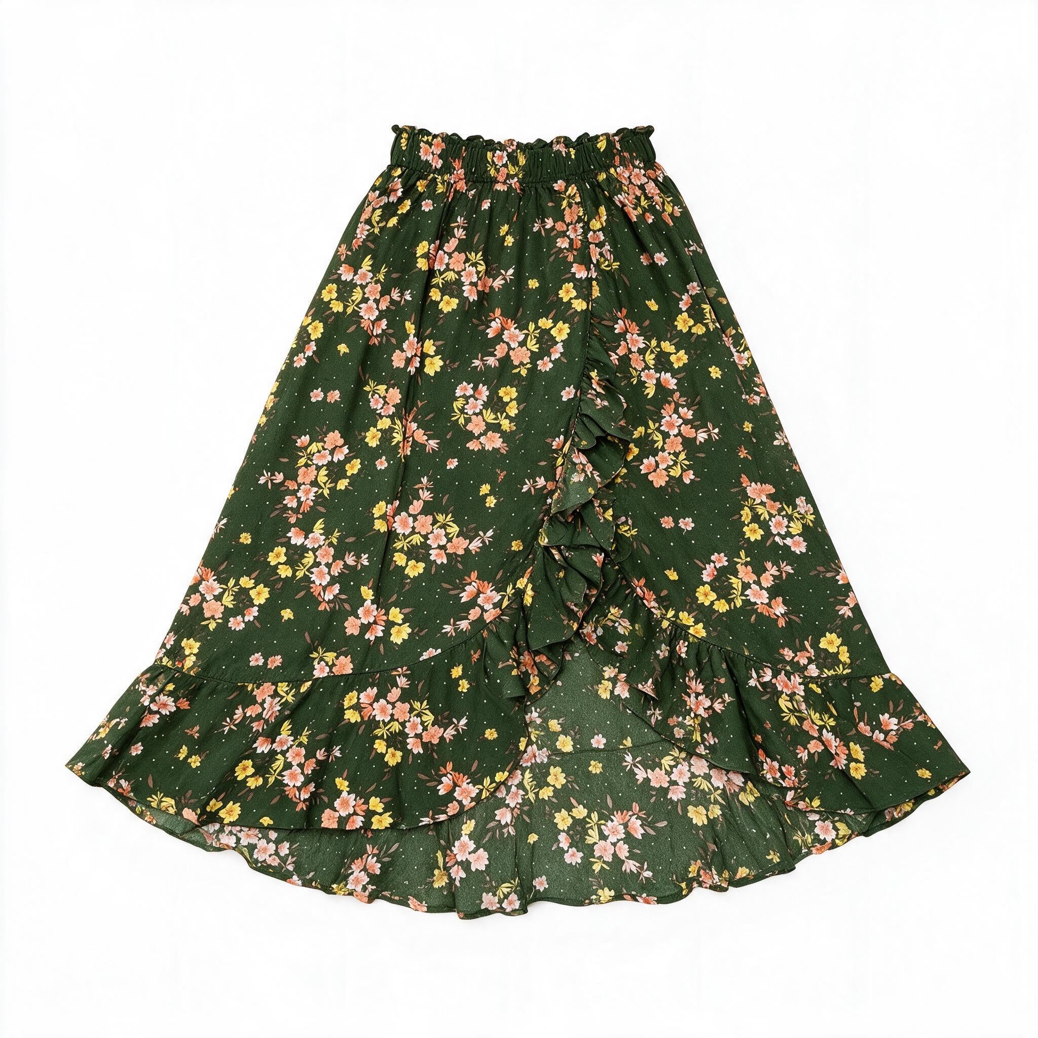 Green floral skirt