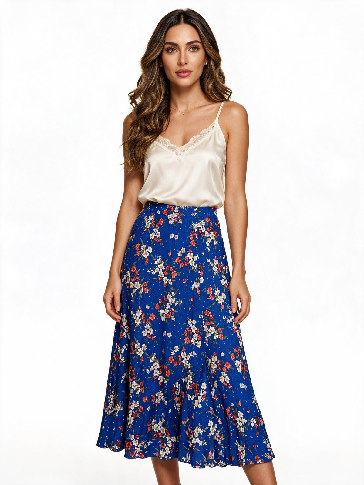 Blue floral skirt