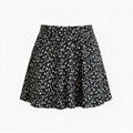 Black & white floral flippy skirt