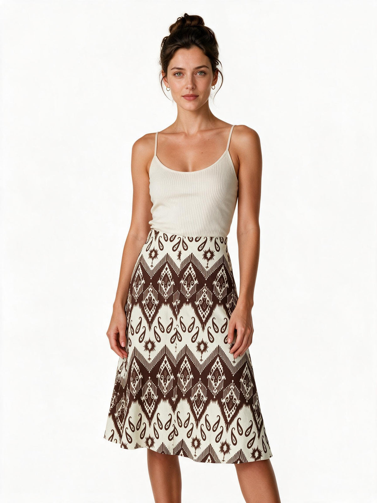 Brown aztec culotte skirt